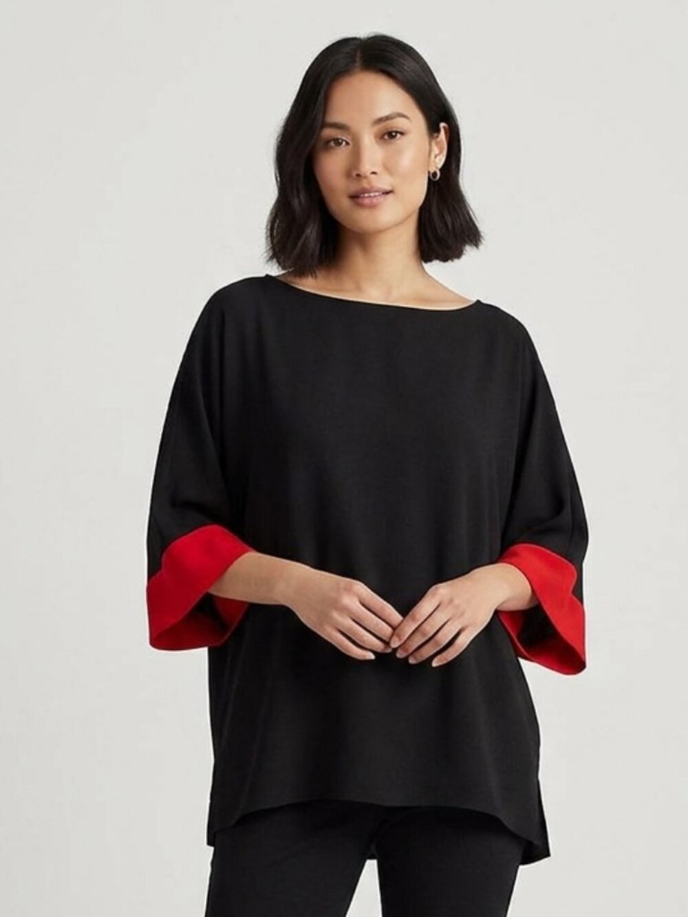 Ralph Lauren Oversized Flowy Black and Red Blouse